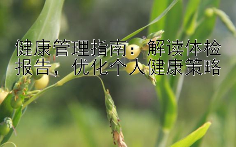 健康管理指南：解读体检报告，优化个人健康策略