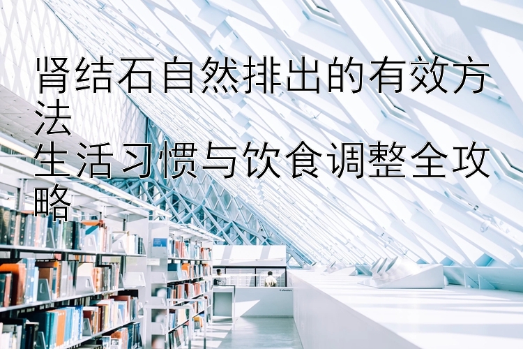 肾结石自然排出的有效方法  
生活习惯与饮食调整全攻略